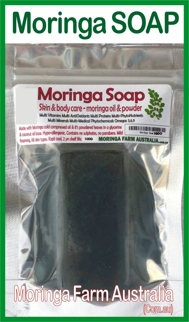 AUSTRALIAN Moringa SOAP 1 X 100G - Moringa seed oil & ground leaf prep.