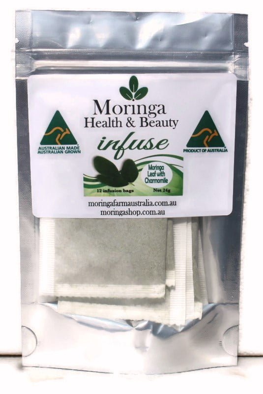 AUSTRALIAN Moringa TEA BAGS. Moringa LEAF with Charmomile X 12 Bags