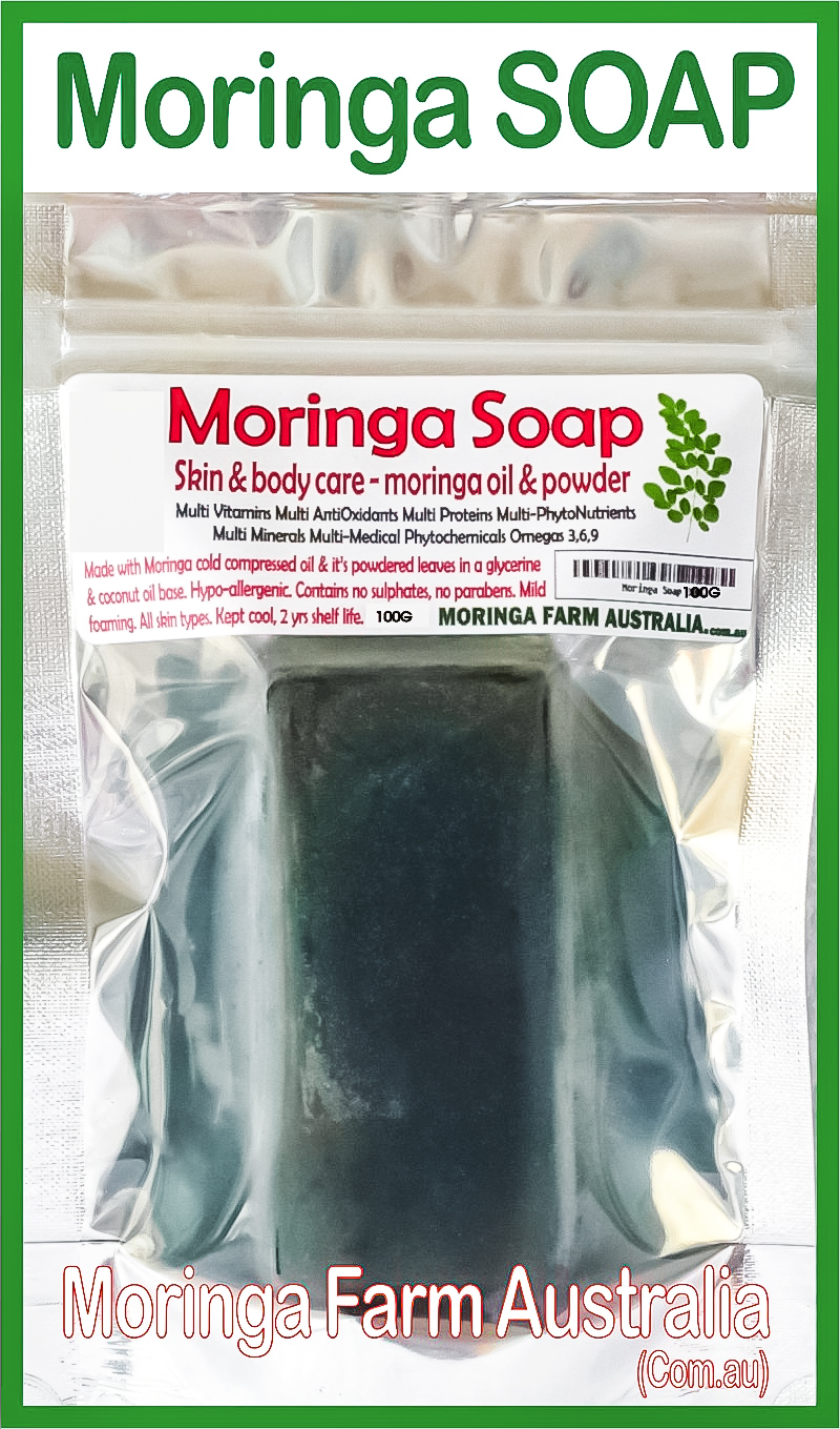 AUSTRALIAN Moringa SOAP 1 X 100G - Moringa seed oil & ground leaf prep.