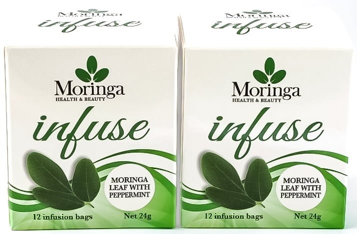 AUSTRALIAN Moringa TEA BAGS. MORINGA LEAF with PEPPERMINT X 2 Boxes - 24 bags