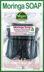 AUSTRALIAN Moringa SOAP 3 X 100G - Moringa seed oil & ground leaf prep.