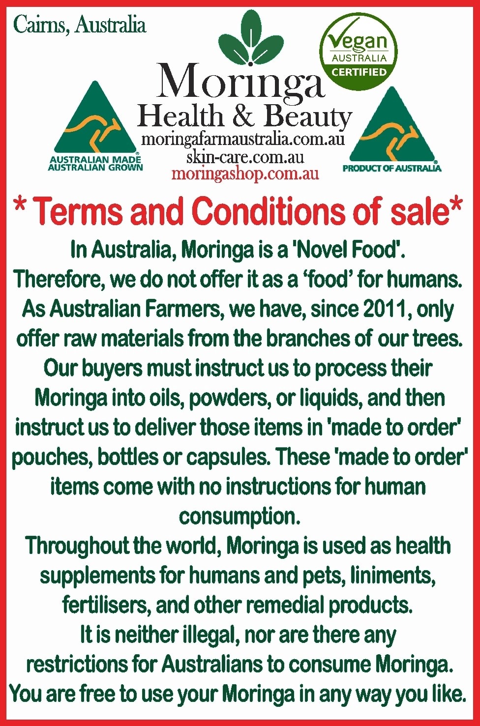 Term and Conditions of Sale