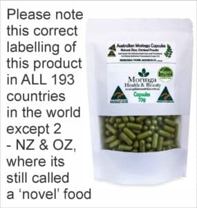 Australian Moringa Botanical Material – Encapsulated Form (70g | 130–150 units) Raw agricultural product with traditional use