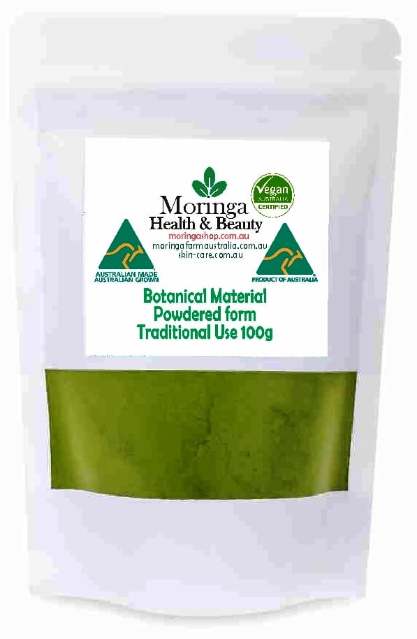 Australian Moringa Botanical Raw Material (Powdered Form) – 100g. Non-food agricultural product with traditional use, no instructions provided